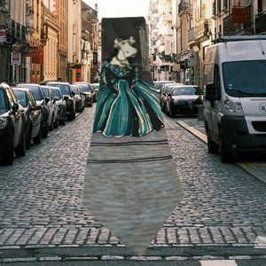 Cattle Call COW BELLE Logo Multicolor Spotted Classic 100% Silk Tie 4"‎ Wide USA